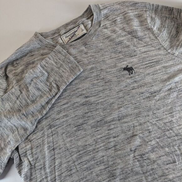 Abercrombie &‎ Fitch Men's L Large Heather Gray Viscose Cotton Pullover Sweater - Picture 1 of 5